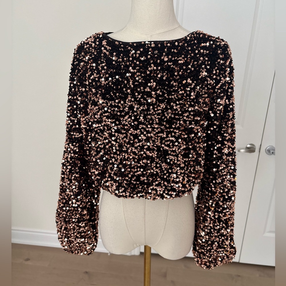 Sequin Embellished Thirty / Thirty Sequin Cropped Top – NWT